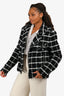 Balmain Black/White Tweed Checked Moto Biker Jacket Size 52 Mens