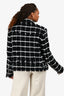 Balmain Black/White Tweed Checked Moto Biker Jacket Size 52 Mens