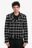 Balmain Black/White Tweed Checked Moto Biker Jacket Size 52 Mens