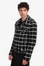Balmain Black/White Tweed Checked Moto Biker Jacket Size 52 Mens