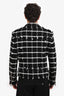 Balmain Black/White Tweed Checked Moto Biker Jacket Size 52 Mens