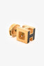 Hermès Gold Tone Metal/Black Enamel H Cube Earrings