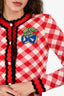 Gucci Red Wool Patterned Strawberry Embroidered Cardigan Size 12 Kids