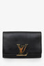 Louis Vuitton Black Leather Louise Wallet On Chain