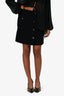 Maje Black Tweed Front Button Skirt Size 38