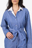 Sandro Blue/White Striped Button Up Jumpsuit Size 40