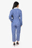 Sandro Blue/White Striped Button Up Jumpsuit Size 40