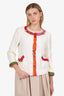 Moschino Cheap and Chic White/Multicolour Gemstone Trim Jacket Size 8