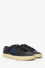 Saint Laurent Black Leather Blue Embroidered Sneakers Size 39