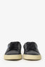 Saint Laurent Black Leather Blue Embroidered Sneakers Size 39
