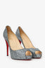 Christian Louboutin Grey Sparkle Peep Toe Heels Size 42