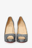 Christian Louboutin Grey Sparkle Peep Toe Heels Size 42