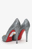 Christian Louboutin Grey Sparkle Peep Toe Heels Size 42