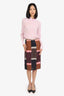 Marni Pink/Burgundy Patterned Knee Length Pencil Skirt Estimated Size S