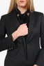 Gucci Black Wool Single Breasted Bamboo Detail Blazer + Skirt Size 44