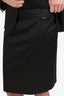 Gucci Black Wool Single Breasted Bamboo Detail Blazer + Skirt Size 44