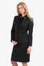 Gucci Black Wool Single Breasted Bamboo Detail Blazer + Skirt Size 44