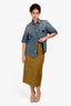 Dries Van Noten Brown Denim Midi Skirt Size 34