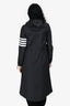 Thom Brown Black Striped Detail Hooded Raincoat Size 38
