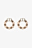 Christian Dior Gold Tone Metal Faux Pearl Crystal Embellished CD Hoop Earrings