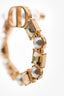 Christian Dior Gold Tone Metal Faux Pearl Crystal Embellished CD Hoop Earrings