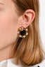 Christian Dior Gold Tone Metal Faux Pearl Crystal Embellished CD Hoop Earrings
