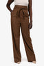 Max Mara Brown Wool/Cashmere Pinstripe Wide Legged Pants Size 8 US with Belt