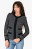 IRO Grey/Black Wool Shoulder Padded Tweed Jacket Size 36