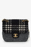 Pre-Loved Chanel™ 2022 Black/Grey Wool Tweed CC Square Flap Bag