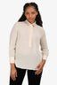 Brunello Cucinelli Beige Silk Monili Trim Blouse Size L
