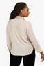 Brunello Cucinelli Beige Silk Monili Trim Blouse Size L