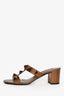 Valentino Bronze Leather 'Rockstud' Accents T-Strap Heels Size 40