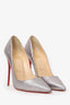 Christian Louboutin Silver Glitter So Kate Heels Size 35