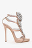 Giuseppe Zanotti Rose Satin Coline 110 Cruel Crystal Wing Sandals Size 35