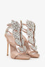 Giuseppe Zanotti Rose Satin Coline 110 Cruel Crystal Wing Sandals Size 35