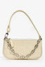 By Far Cream Croc Embossed Mini Rachel Bag