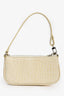 By Far Cream Croc Embossed Mini Rachel Bag