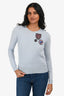 Christian Dior Blue Cashmere/Wool Patch Detail Sweater Size 4 US