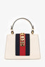 Gucci White Leather Mini Sylvie Top Handle