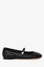 Christian Dior Black Leather Cannage Quilted Mary Jane Flats Size 37.5