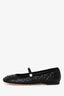 Christian Dior Black Leather Cannage Quilted Mary Jane Flats Size 37.5