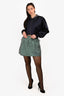Maje Green/Blue Metallic Floral Print Skort Size 40