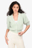 Celine Mint Green Mohair/Silk Puff Short Sleeve Cardigan Size L