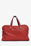 Hermes 2014 Burgundy Clemence 'Victoria 43' Weekender Tote with Luggage Tag