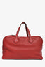 Hermes 2014 Burgundy Clemence 'Victoria 43' Weekender Tote with Luggage Tag