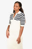 Givenchy Cream/Black Stripe Collared Polo Sweater Dress Size S
