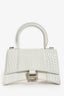 Balenciaga White Leather XS Hourglass Bag with Strap
