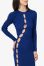 AFRM Blue Knit Bodycon Cutout Detail Long Sleeve Long Dress Size XXS