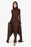 Helsa Brown Slinky Jersey Long Sleeve Turtleneck Gown Size XXS
