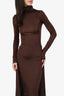 Helsa Brown Slinky Jersey Long Sleeve Turtleneck Gown Size XXS